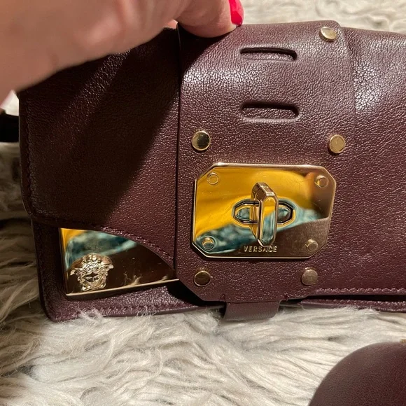Versace Metallic Crossbody Inserts Leather Bag